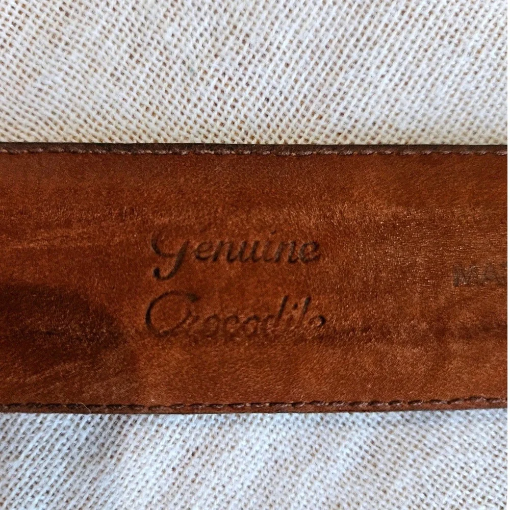 Vintage Neiman Marcus Genuine Crocodile Belt Brown Made in Spain Men's 36 Exotic